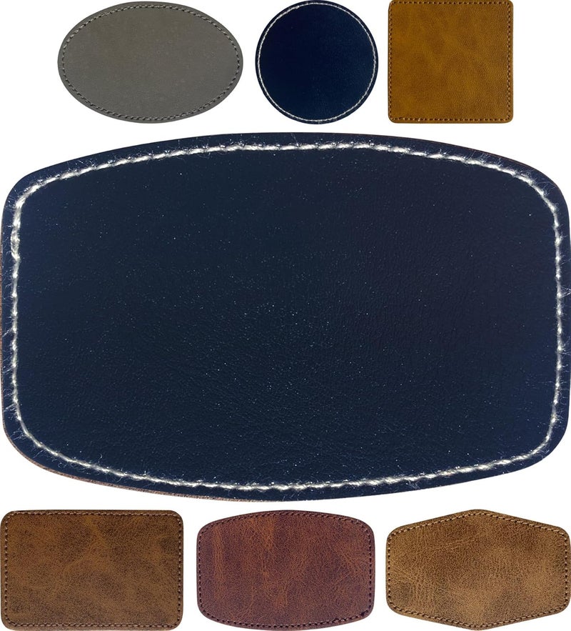 Twig Black Curved Rectangle Leatherette/Leather Patches/Sheets with Adhesive Iron-on Blank Laser Engraving/UV Printing/Baseball Hats/Truck Caps/Beanie/Fedora Heat Press Leather Sheets(30 Pieces-3 in×2 in) - Image 1